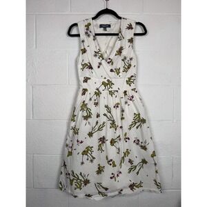ModCloth Cactus Botanical Print Fit & Flare Dress S Cotton Pockets Cottagecore